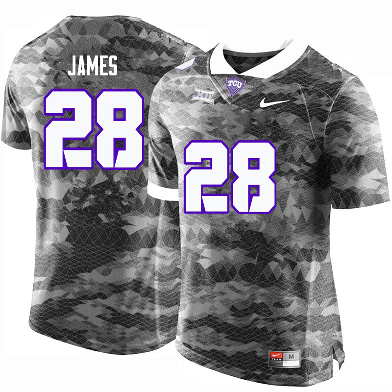 Men #28 Tony James TCU Horned Frogs College Football Jerseys-Gray - Click Image to Close